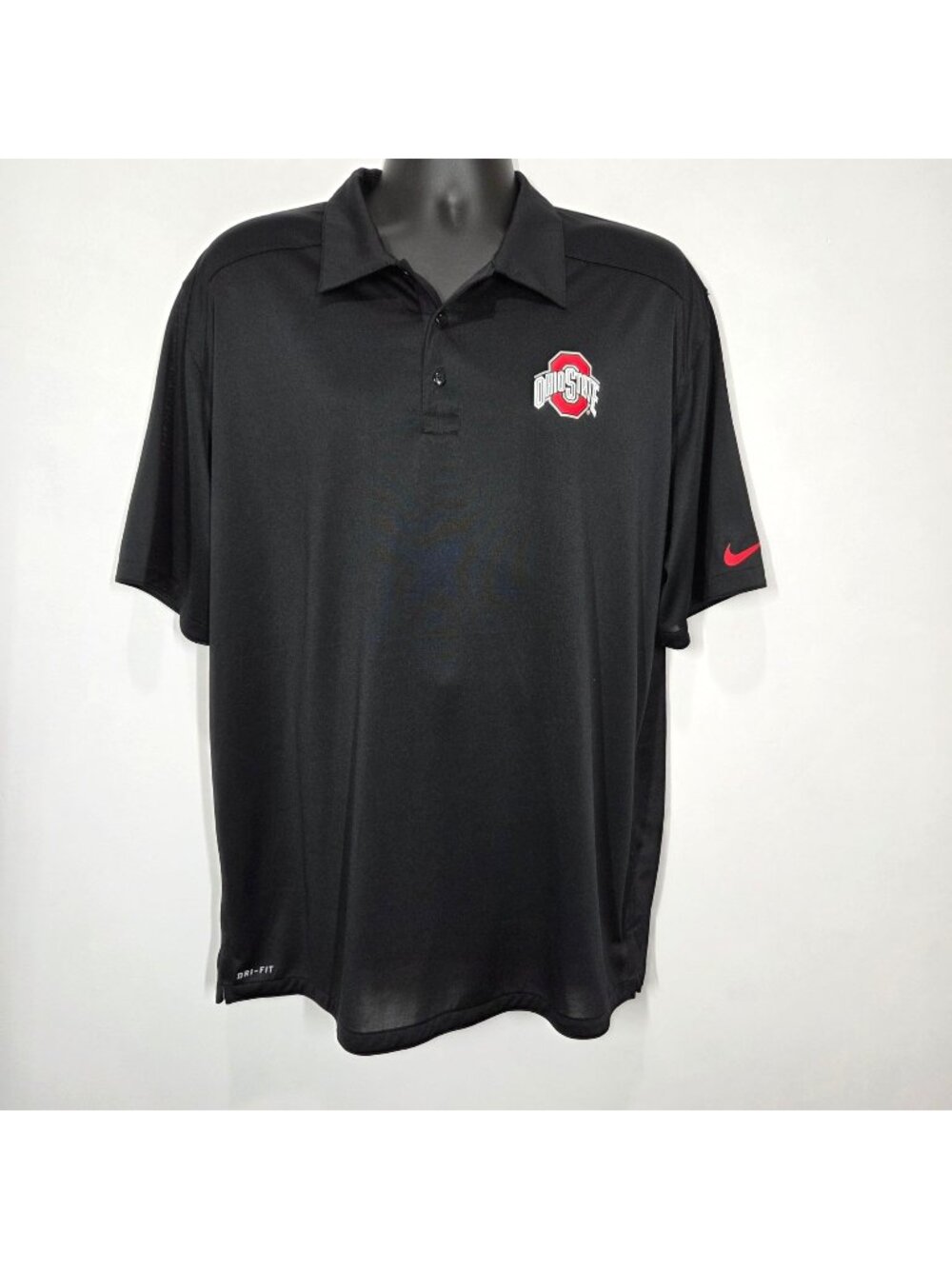 Ohio State University Shirt Mens XL Black Nike Dri-Fit Polo Light Breathable